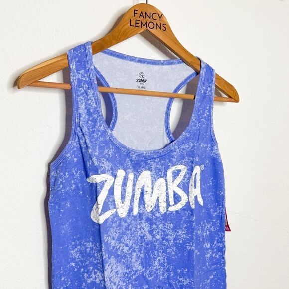 Zumba Women's Cloud Nine Racerback Tank Orbit Blue - Light & Fun Activewear! XL - Picture 2 of 5